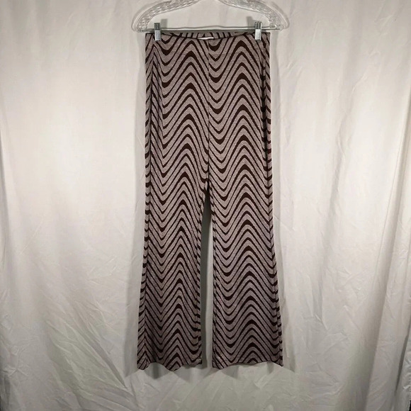 Urban Outfitters Leggings Womens Medium Brown Pink Print Elastic Waist High Rise - Picture 1 of 7